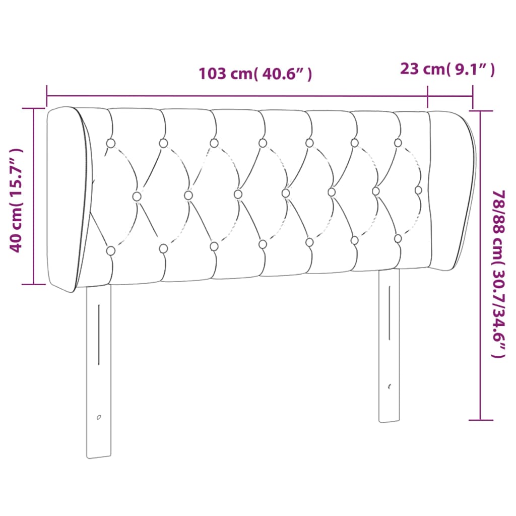 Kopfteil mit Ohren Rosa 103x23x78/88 cm Samt